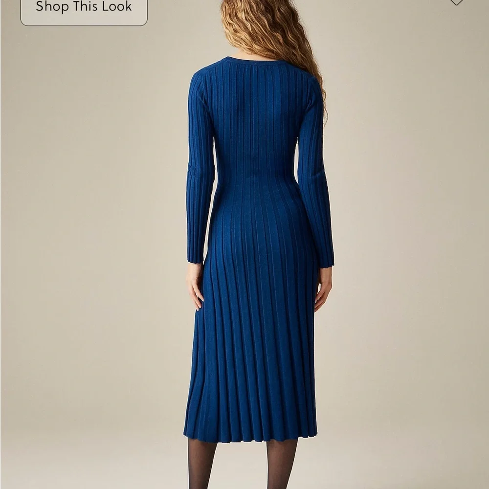 💕 NWT J. Crew Wide Ribbed Button Up Sweater Dress in Marino Wool Blend